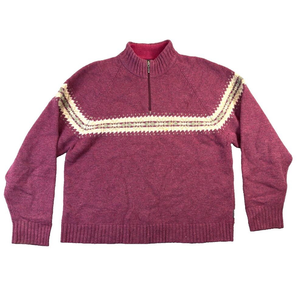 Vintage Woolrich Sweater Women’s Extra Large Mulberry 100% Lambs Wool 1/4 Zip